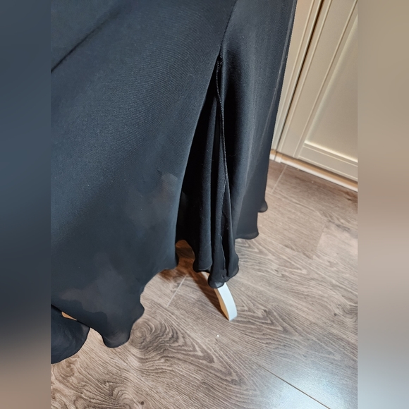 Black Chiffon Maxi Skirt with Rhinestone Detail at Waist - Picture 11 of 12